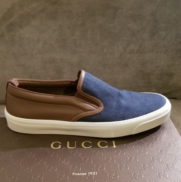Gucci Shoes - Gucci Denim & Leather Slip On Sneaker
